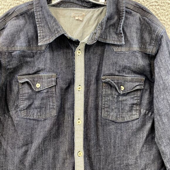 Carhartt Denim Railroad Shirt Men's XL Dark Workwear Streetwear Western Y2k 90's - Picture 3 of 10